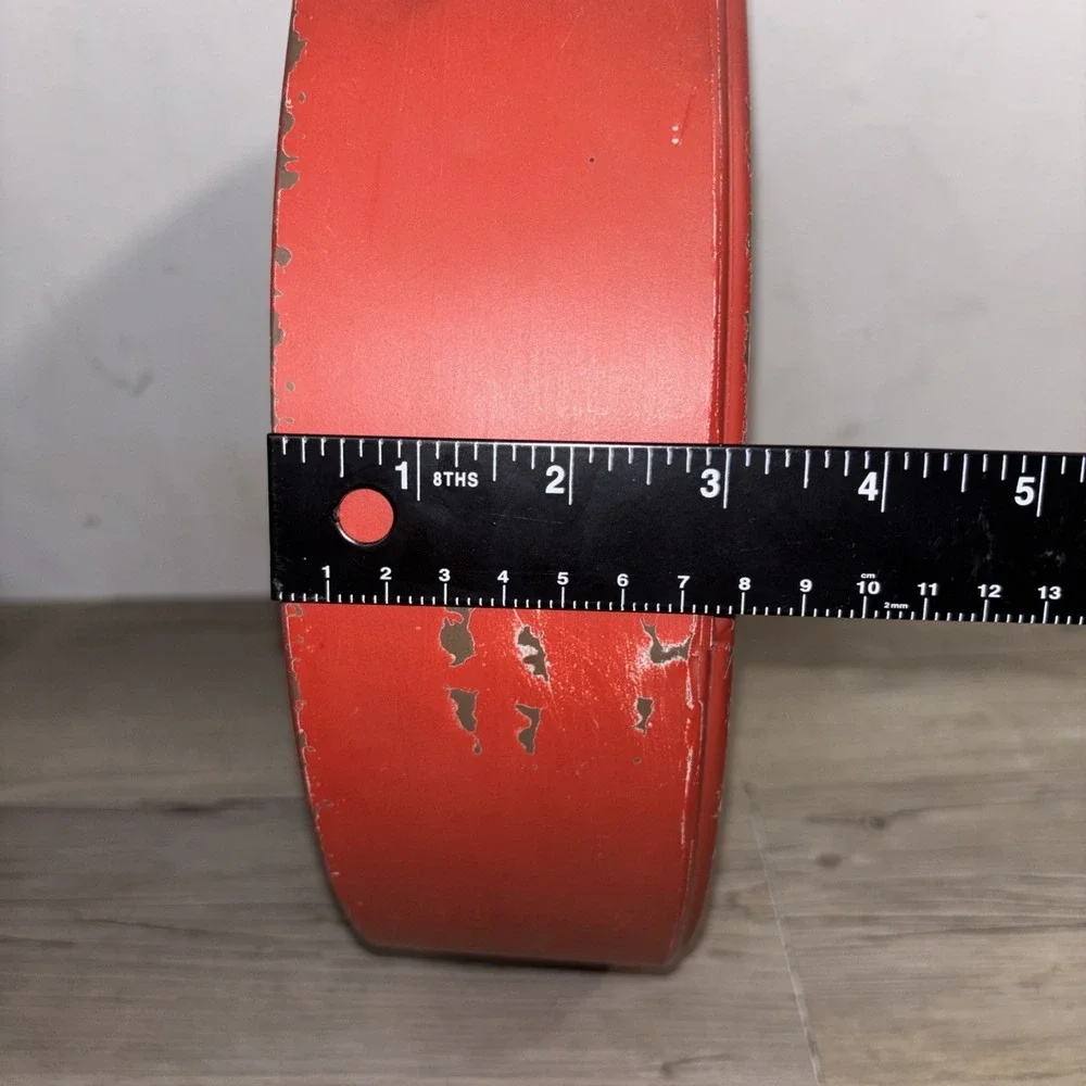 ANTIQUITE DE PARIS Distressed Look Chippy Metal Clock Red Heavy Industrial WORKS